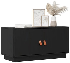Móvel de TV 80x34x40 cm madeira de pinho maciça preto