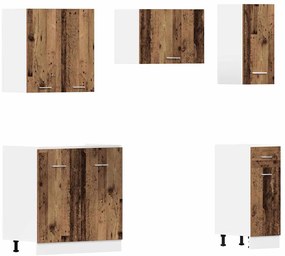 11 pcs armário de cozinha conjunto deriv. madeira madeira velha