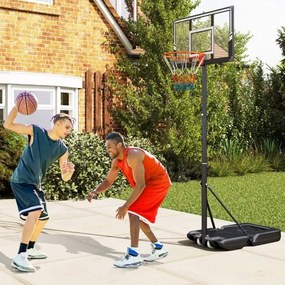 Cesto de basquetebol portátil para exterior Sistema de aro de basquetebol ajustável em altura de 100 a 305 cm com tabuleiro inquebrável preto