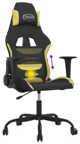 Cadeira gaming de massagens tecido preto e verde-claro