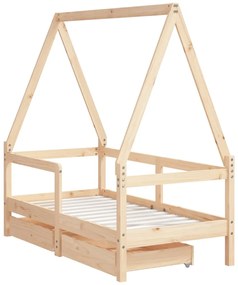 Estrutura de cama infantil c/ gavetas 70x140 cm pinho maciço