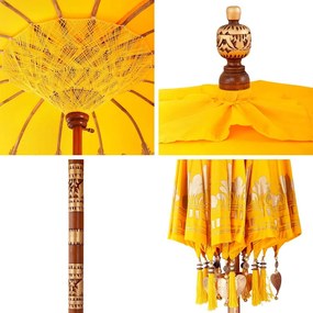 Guarda-sol Outros Manual Amarelo x 250 cm Algodão e madeira
