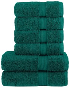 vidaXL 6pcs Conjunto toalhas banho premium SOLUND 600 gsm verde