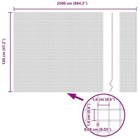 Cerca de Fio Soldado com 22 Postes em U Cinza 1,2x25 m Aço