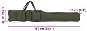 Saco para cana de pesca 150 cm tecido oxford verde-escuro