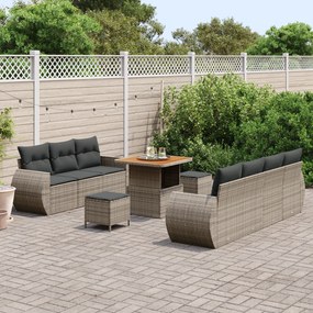Conjunto de Sofá de Jardim de 10 Peças com Almofadas - Cinza Poliratta