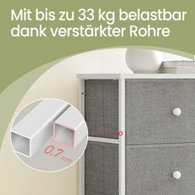 Cómoda, armário, 6 gavetas em tecido 30 x 80 x 71 cm cinza-branco