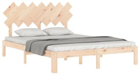 Estrutura de cama com cabeceira 140x190 cm madeira maciça