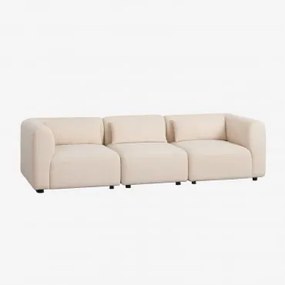 Sofá Modular De 3 Peças Fogler Tecido Pele De Borrego Bege Creme - Sklum