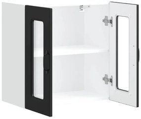 Armário de parede de cozinha porta vidro Kalmar preto