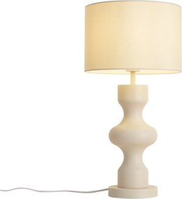 Candeeiro de Mesa Retro Bege com Abajur de Tecido - Captain