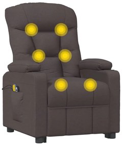 Poltrona de massagens elétrica tecido castanho-escuro