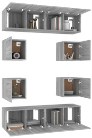 Conjunto móveis de TV 8 pcs madeira processada sonoma cinza