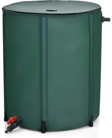 Deposito agua de chuva dobrável 225 L Depósito de água com torneira, válvula de drenagem e filtro para irrigação, pesca, campismo 60 x 80 cm Verde