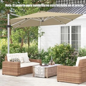 Guarda-sol Jardim de alumínio de 3 m quadrado com rotação de 360° e inclinação ajustável à prova de vento para pátio, piscina e terraço Bege