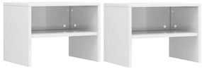 Mesas-de-cabeceira 2 pcs 40x30x30cm aglomerado branco brilhante