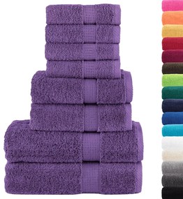 8pcs Conjunto toalhas banho premium SOLUND 600 gsm roxo