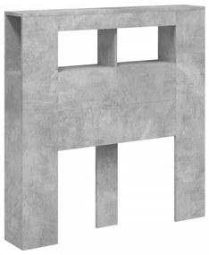 Cabeceira c/ LEDs 100x18,5x103,5 cm cinzento-cimento