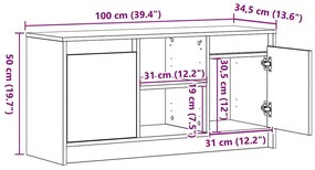 Armário para TV com Luzes de LED em Carvalho Preto, 100x34x50 cm, feit