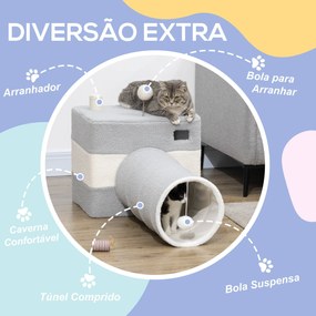 PawHut Túnel para Gatos com Caverna Túnel para Animais de Estimação co