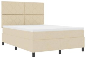 Cama Box com Colchão e Luz LED Creme, 140 x 200 cm, Tecido