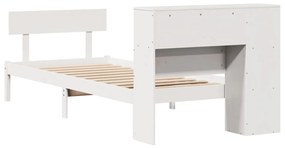 Cama com estante sem colchão 90x190 cm pinho maciço branco