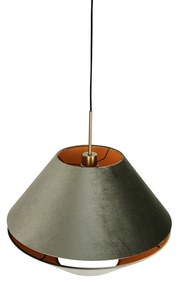 Candeeiro suspenso moderno bronze com abajur de veludo duplo verde - Combi 1 Clássico / Antigo,Moderno