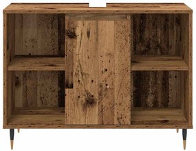Conjunto de Móveis para Casa de Banho com 3 Peças de Madeira Antiga