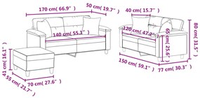 3 pcs conjunto sofás c/ almofadas tecido microfibra cor creme