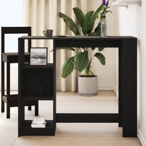 Mesa de Bar vidaXL com Prateleira Madeira de Carvalho Preta 102,5x46x1