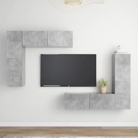vidaXL 4 pcs conjunto de móveis de TV derivados madeira cinza cimento
