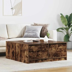 vidaXL Mesa de centro com gavetas 100x100x40 cm carvalho fumado