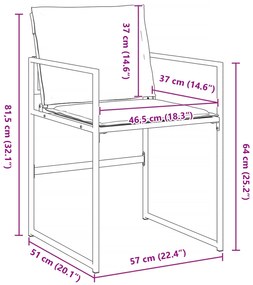 Conjunto de Jantar para Jardim de 5 Peças com Almofadas Textilene Bran