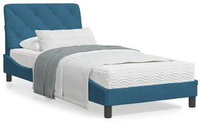 Estrutura de cama com cabeceira 90x200 cm veludo azul