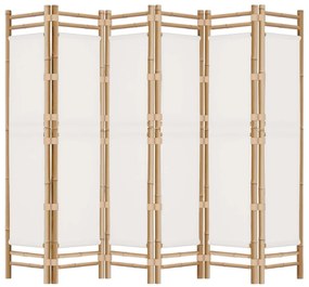 Divisória/biombo com 6 painéis dobráveis 240 cm bambu e lona