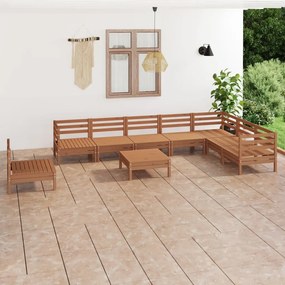 vidaXL 9 pcs conjunto lounge de jardim pinho maciço castanho mel