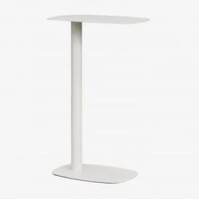 Mesa Auxiliar Retangular Para Jardim 40x25 Cm Em Aço Odelia ↑65 Cm & Gardénia Branco - Sklum
