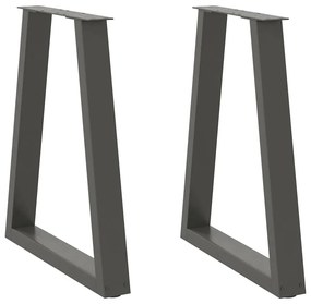 Pés para mesa de jantar em formato de V, 2 peças, antracite, 60x(72-73