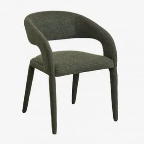Pacote De 2 Cadeiras De Jantar Estofadas Arazeina Com Braços Bouclé Verde Army - Sklum