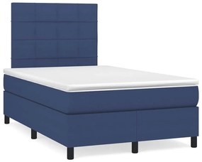 Cama box spring c/ colchão e LED 120x190 cm tecido azul
