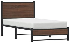 Estrutura de cama sem colchão 90x190 cm metal carvalho castanho