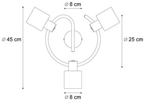 Candeeiro de Teto Moderno Preto com Vidro Fumê em Espiral 3 Luzes - Cilin Moderno