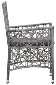 9 pcs conjunto de jantar para exterior vime PE cinzento