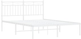 Estrutura de cama com cabeceira 140x190 cm metal branco