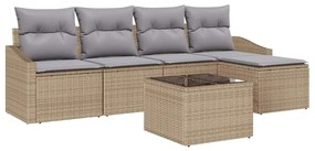 Conjunto de Jantar de Jardim com 6 Peças e Almofadas em Rattan Sintéti