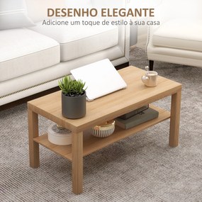 Mesa de Centro Moderna Mesa Auxiliar com Prateleira para Sala de Estar Escritório 90x45x44,5 cm Madeira