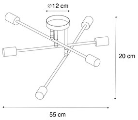 Candeeiro de teto industrial bronze escuro 6 luzes - Sydney Industrial