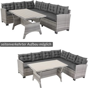 Conjunto Jardim de canto em Polyrattan Lisboa, incluindo almofadas cinzento/antracite
