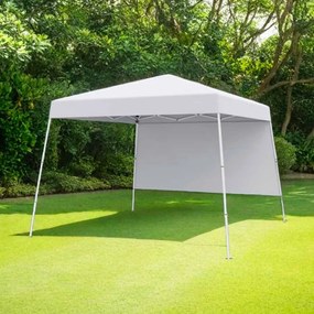 Tenda 300 x 300 cm Pop Up Dobrável com 1 Parede Lateral Com Saco, jardim, campismo, feiras, eventos com Estrutura Metálica Branca