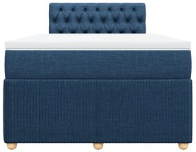 Cama boxspring com colchão 120x190 cm tecido azul